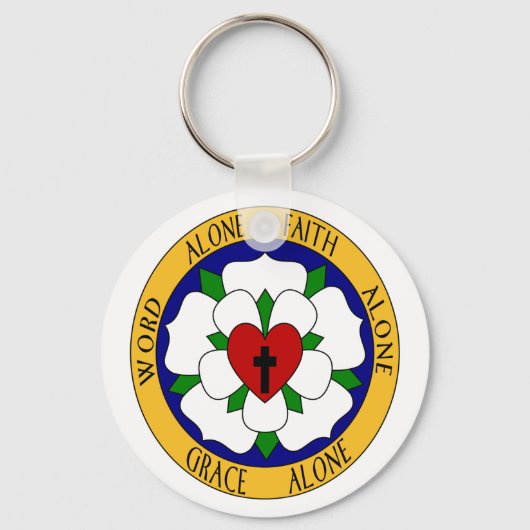 Roos van witte en groene luther sleutelhanger (Voorkant)