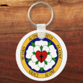 Roos van witte en groene luther sleutelhanger (Voorkant)