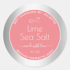 Roos vanille geur roze zilver soja kaarsen labels