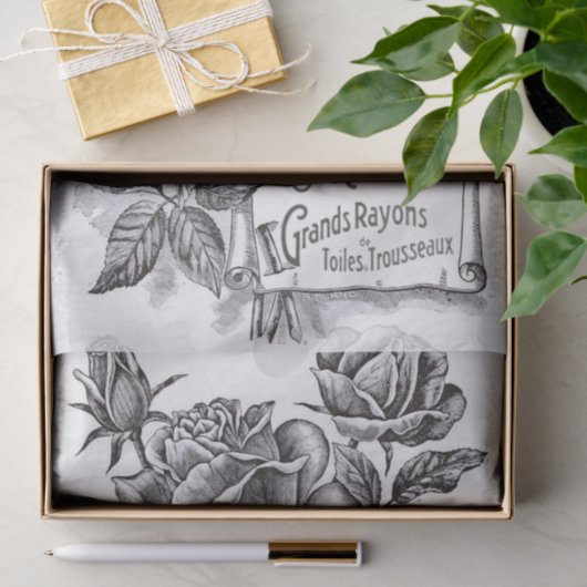 Roos ventilatorbanner Franse tekstontkoppeling Tissuepapier (Geschenk)