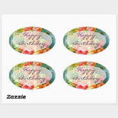  Roos Verjaardag Ovale Sticker (Vel)