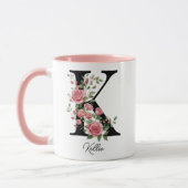 Roos Verjaardagsbloem Cadeau, Monogram Eerste Lett Mok (Links)
