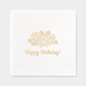 Roos Verjaardagsboeket Folie Servetten (Voorkant)