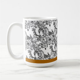 Roos vertakking grijze schaal Aangepast Koffiemok