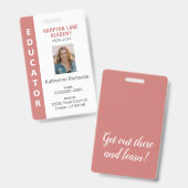 Roos Vertical Stripe Homeschool Educator ID Badge (Voor- en achterkant)