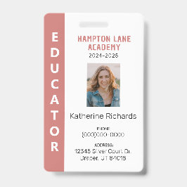 Roos Vertical Stripe Homeschool Educator ID Badge