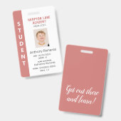 Roos Verticale Streep Homeschool Student ID Badge (Voor- en achterkant)