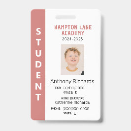 Roos Verticale Streep Homeschool Student ID Badge