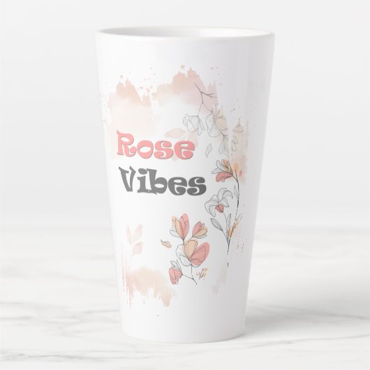 Roos Vibes - esthetische bloemenstemming Latte Mok (Voorkant)