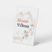 Roos Vibes - esthetische bloemenstemming Reclamebord Met Voetstuk (Voorkant)