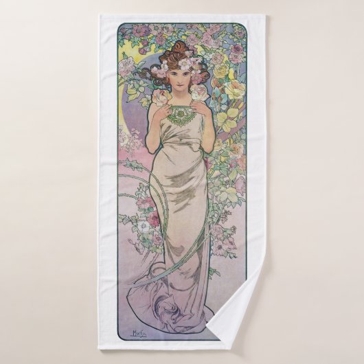 Roos (vier bloemen), Alphonse Mucha Badhanddoek (Badhanddoek)