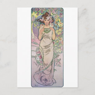 Roos (vier bloemen), Alphonse Mucha Briefkaart