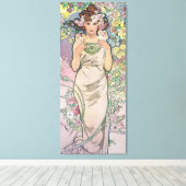 Roos (vier bloemen), Alphonse Mucha Canvas Afdruk (Insitu (Houten vloer))