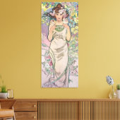 Roos (vier bloemen), Alphonse Mucha Canvas Afdruk (Insitu (Woonkamer))