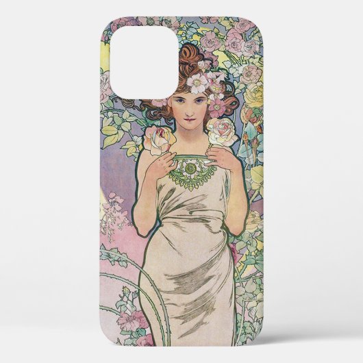 Roos (vier bloemen), Alphonse Mucha Case-Mate iPhone Case (Achterkant)