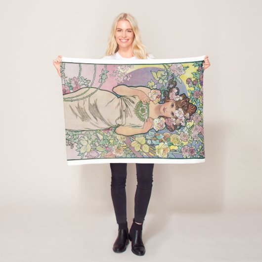 Roos (vier bloemen), Alphonse Mucha Fleece Deken (In situ)