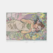 Roos (vier bloemen), Alphonse Mucha Fleece Deken (Voorkant (Horizontaal))