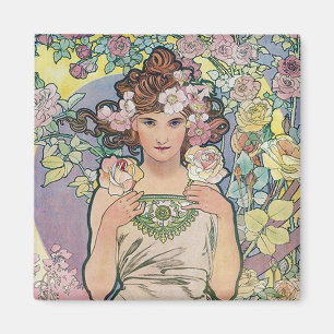 Roos (vier bloemen), Alphonse Mucha Magneet
