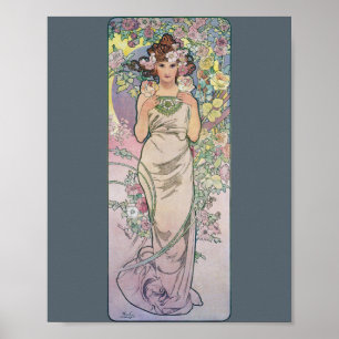 Roos (vier bloemen), Alphonse Mucha Poster