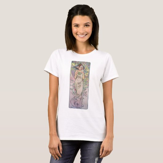 Roos (vier bloemen), Alphonse Mucha T-shirt (Voorkant volledig)