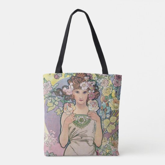 Roos (vier bloemen), Alphonse Mucha Tote Bag (Achterkant)