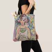 Roos (vier bloemen), Alphonse Mucha Tote Bag (Dichtbij)
