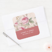  Roos Vierkante Bruiloft Sticker (Envelop)