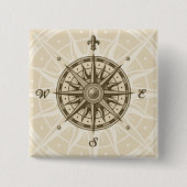 Roos Vierkante Button 5,1 Cm (Voorkant)