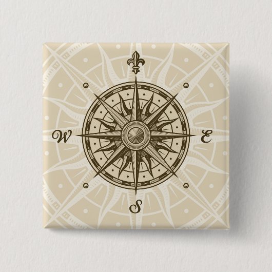  Roos Vierkante Button 5,1 Cm (Voorkant)