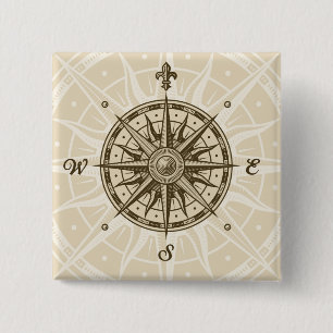  Roos Vierkante Button 5,1 Cm