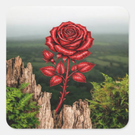 Roos  vierkante sticker