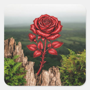 Roos vierkante sticker