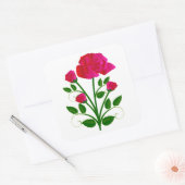 Roos Vierkante Sticker (Envelop)