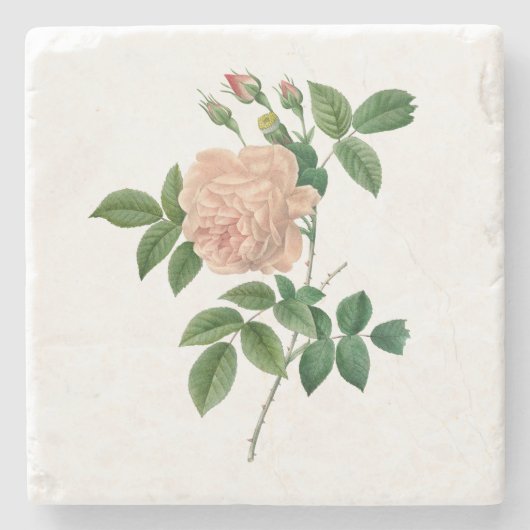 Roos Vintage Bloemvriendje Moeder Gift Stenen Onderzetter (Voorkant)