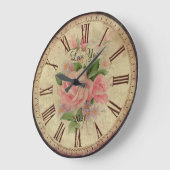 Roos vintage met persoonlijke tekst grote klok (Hoek)