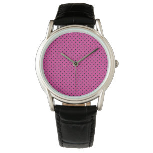 Roos Violet en zwarte Stippen Horloge