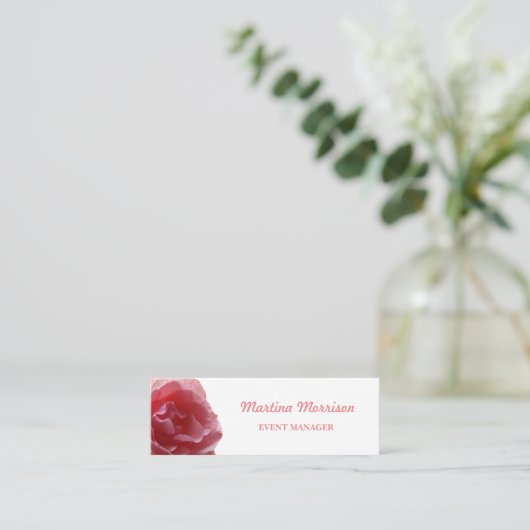 Roos, Visitekaartje, Afmeting: Mini, 7,6 cm x 2,5  Mini Visitekaartje (Staand voorkant)