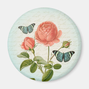  roos & vlinder bloemige girly magneet