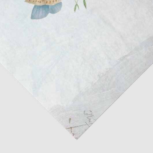 Roos Vloervlinderkarte Postale Blue Painted Tissuepapier (Detail)