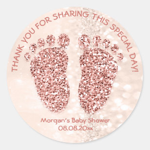 Roos Vonk Glitter Feet Baby shower Favor Dank Ronde Sticker