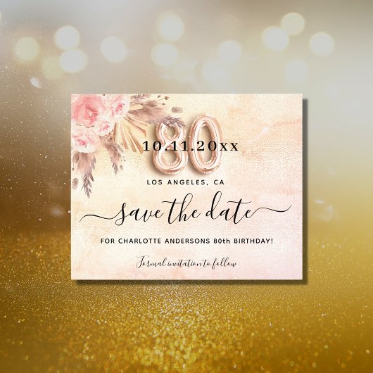 roos voor 80e verjaardag pampas behalve de datumbe flyer