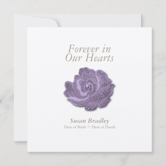 Roos voor altijd in ons hart Uitnodigen voor begr Kaart (Voorkant)
