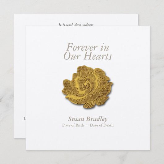  Roos voor altijd in ons hart Uitnodigen voor begr Kaart (Voorkant / Achterkant)