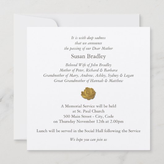  Roos voor altijd in ons hart Uitnodigen voor begr Kaart (Achterkant)