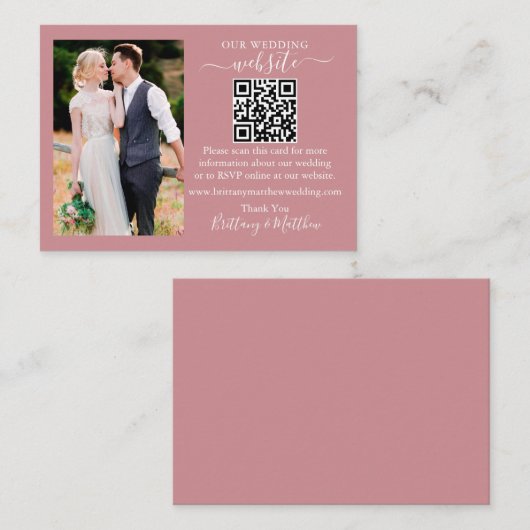 Roos voor bindweefselwebsite Minimalistisch QR-fot Informatiekaartje (Voorkant / Achterkant)