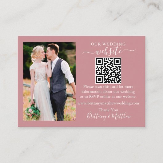 Roos voor bindweefselwebsite Minimalistisch QR-fot Informatiekaartje (Voorkant)