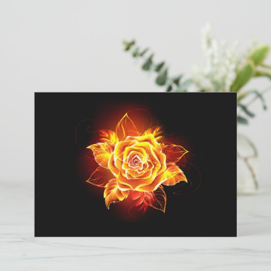 Roos voor bloei bedankkaart (Staand voorkant)