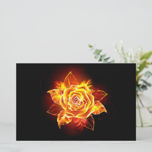 Roos voor bloei briefpapier (Staand voorkant)