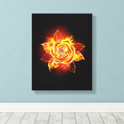 Roos voor bloei canvas afdruk (Insitu (Houten vloer))