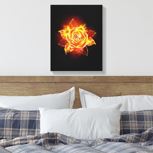 Roos voor bloei canvas afdruk (Insitu (Slaapkamer))